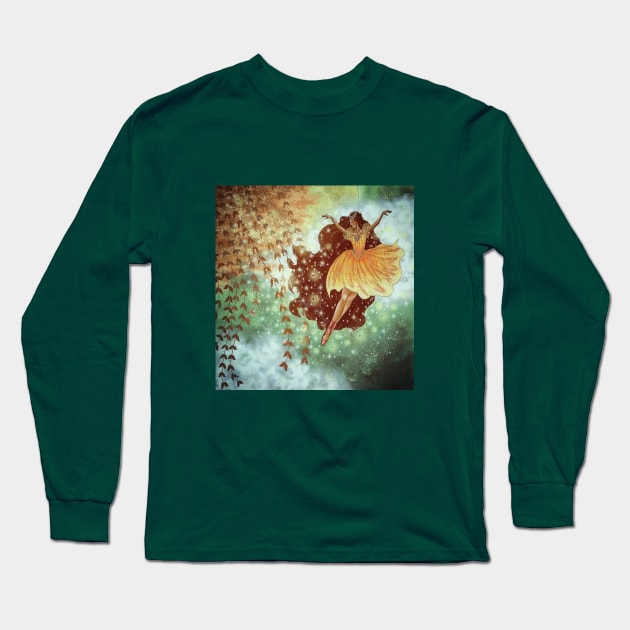 First Leaf of Fall, Autumn Fairy Long Sleeve T-Shirt by ABHolliArt